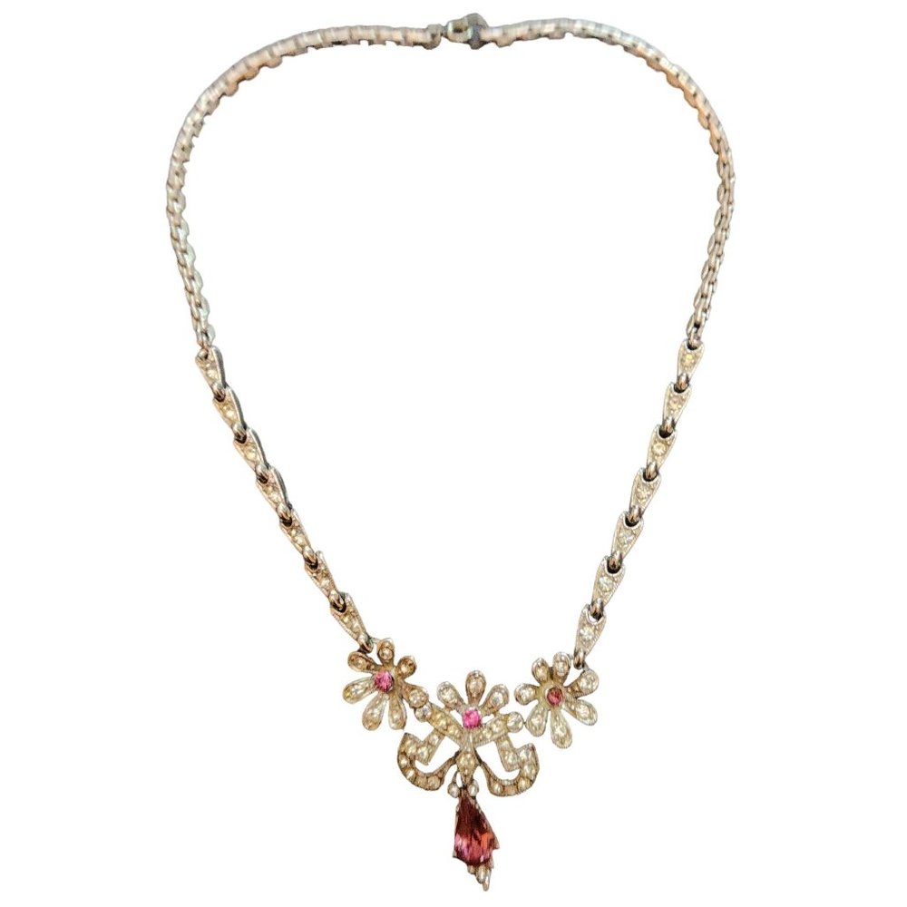 Vintage Signed ORA Beautiful Rhinestone Necklace (A3851)